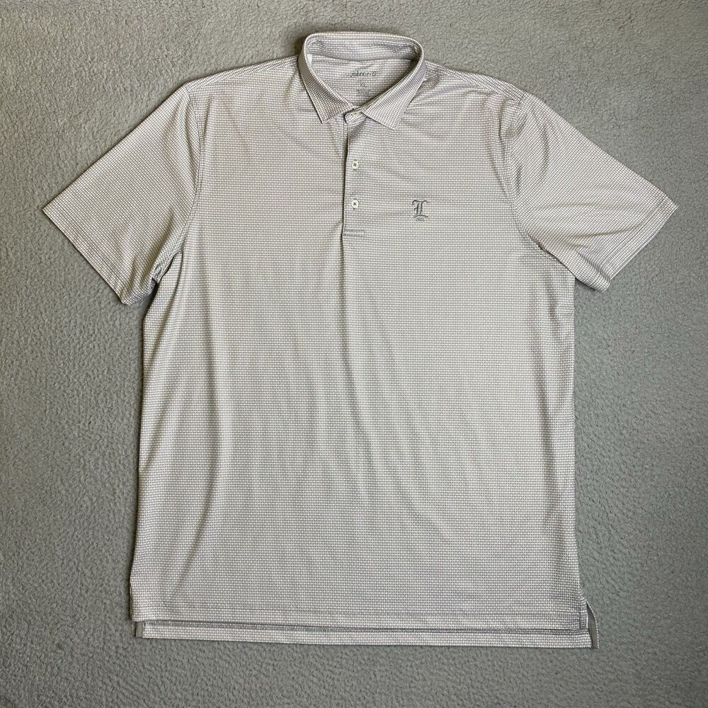 Johnnie O Shirt Mens XL Gray Geometric Polo Logo Casual Preppy Summer Outdoor